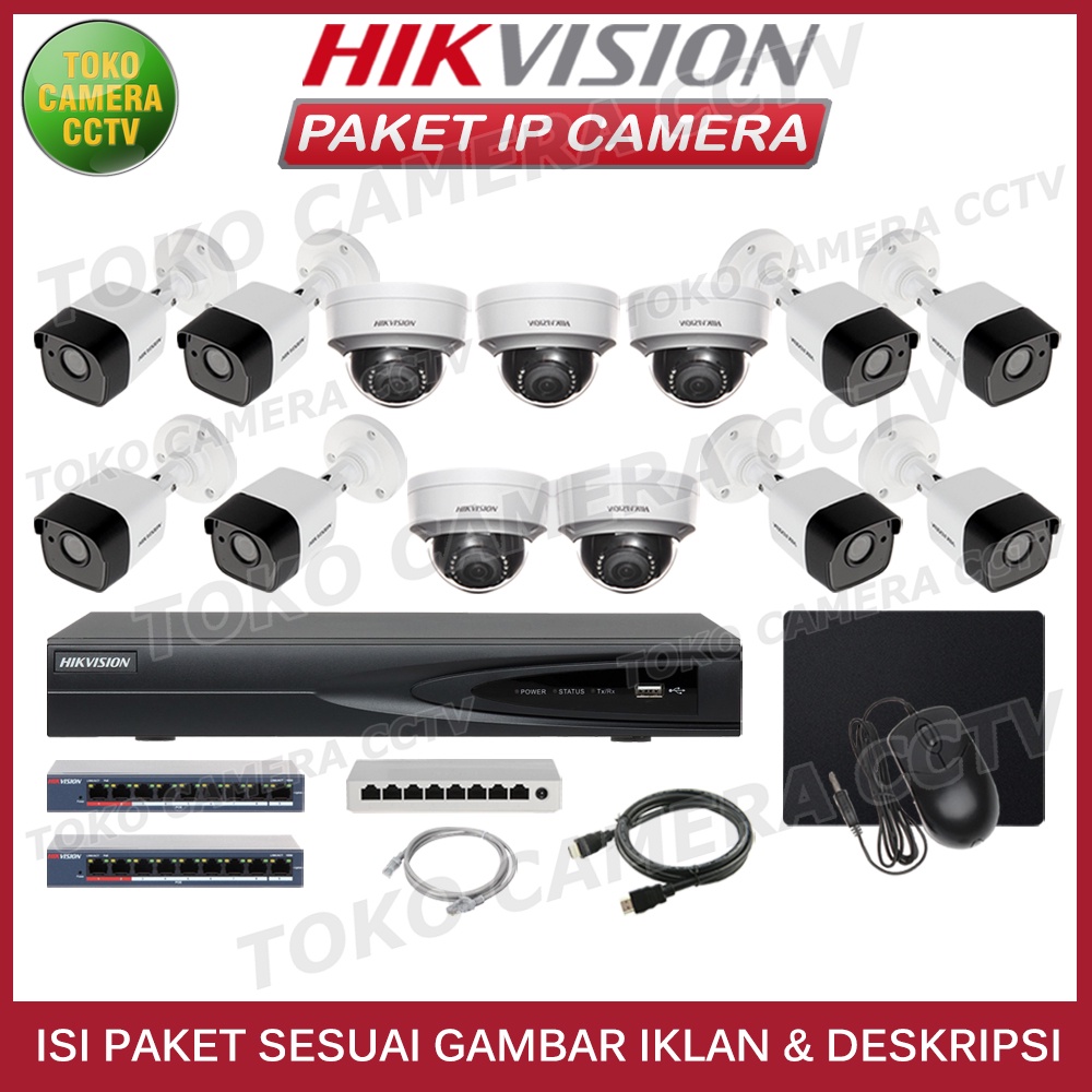 PAKET IP CAMERA HIKVISION 4MP 16 CHANNEL 13 KAMERA