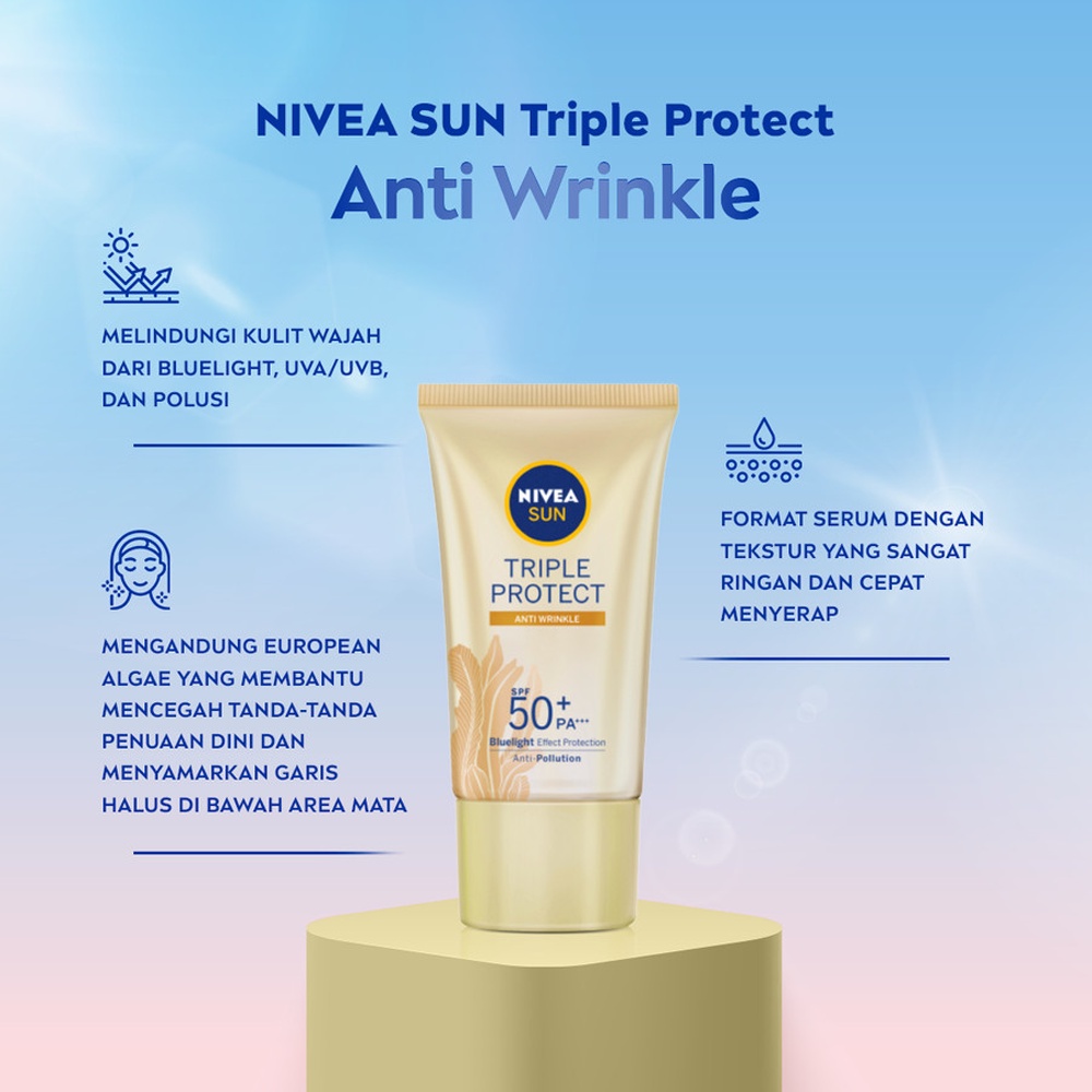 ❤ BELIA ❤ Nivea Sunscreen Sun Protect Series (✔BPOM) Daily Protection Face Instant Aura Oil Control Protect Serum SPF 50+ | SPF 30 | SPF 33