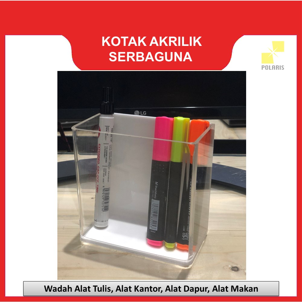 KOTAK AKRILIK-BOX AKRILIK-BOX ACRYLIC SERBAGUNA-KOTAK ALAT TULIS-WADAH ALAT KANTOR-WADAH ALAT DAPUR-WADAH ALAT MAKAN 126512