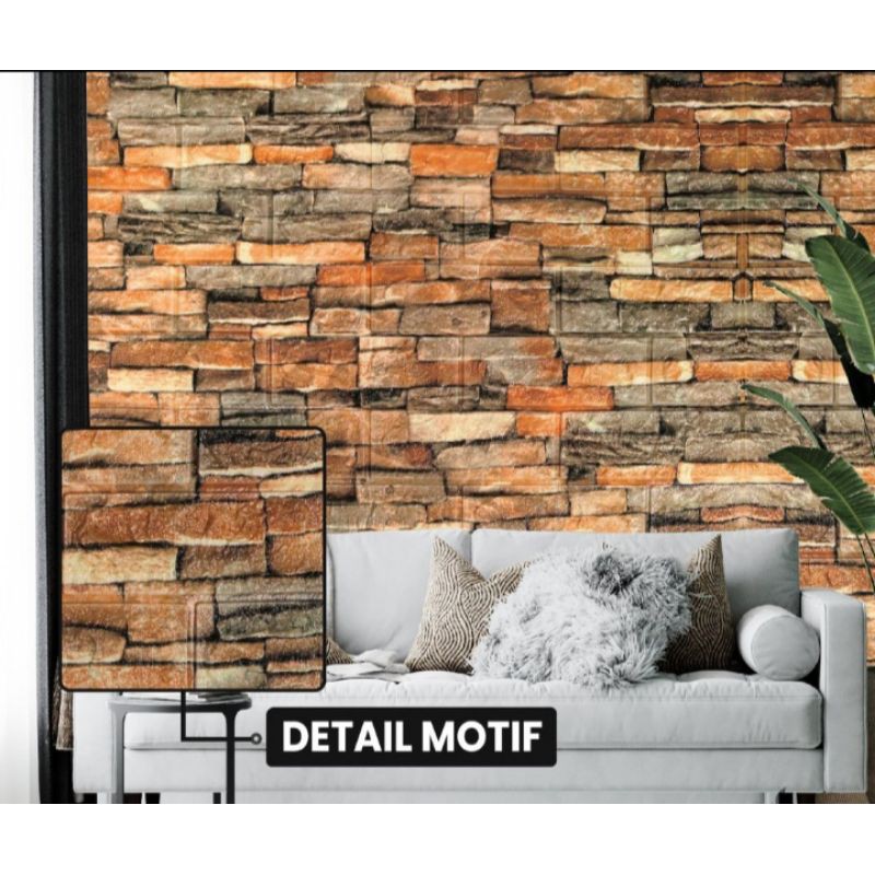 Wallpaper/Wallsticker 3D foam Batu Alam New klasik 100% Tebal 8MM