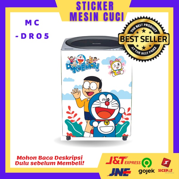 STIKER MESIN CUCI Motif Doraemon Bisa untuk 1 Tabung atau 2 Tabung/Stiker Mesin Cuci Full Printing/S