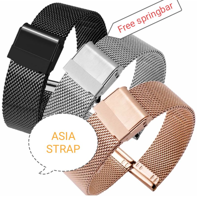 Strap Mesh Jam Tangan Rantai Pasir Stainless Steel Tali Jam Mesh 16mm 18mm 20mm 22mm 24mm