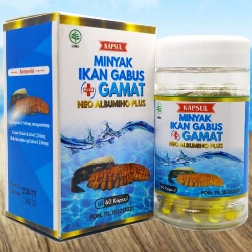 NEO ALBUMINO Plus Suplemen Kesehatan Minyak Ikan Gabus Fish Oil isi 60kps - Minyak Ikan Salmon isi 30kps