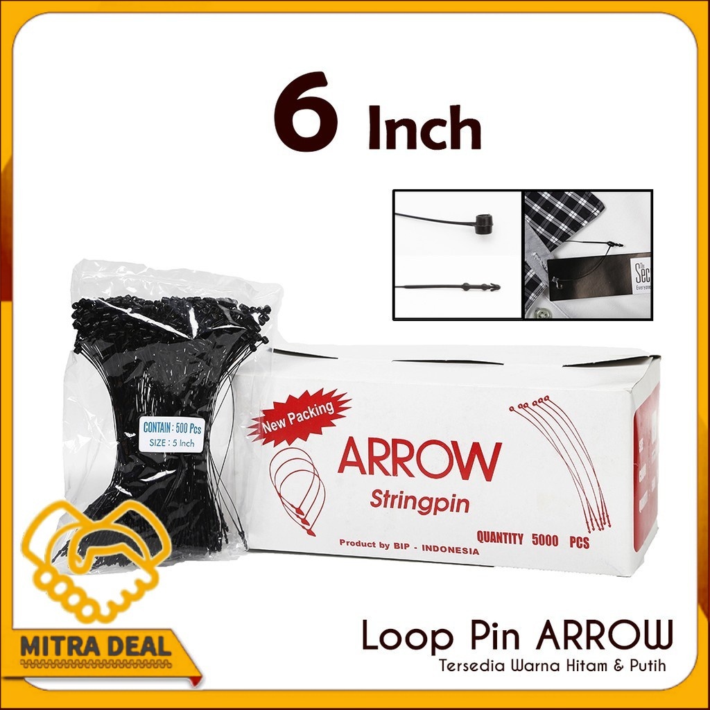 

Loop Pin / String Pin / Hang Tag Plastik Merk ARROW Ukuran 6 Inch (5000pcs - 1 dus)