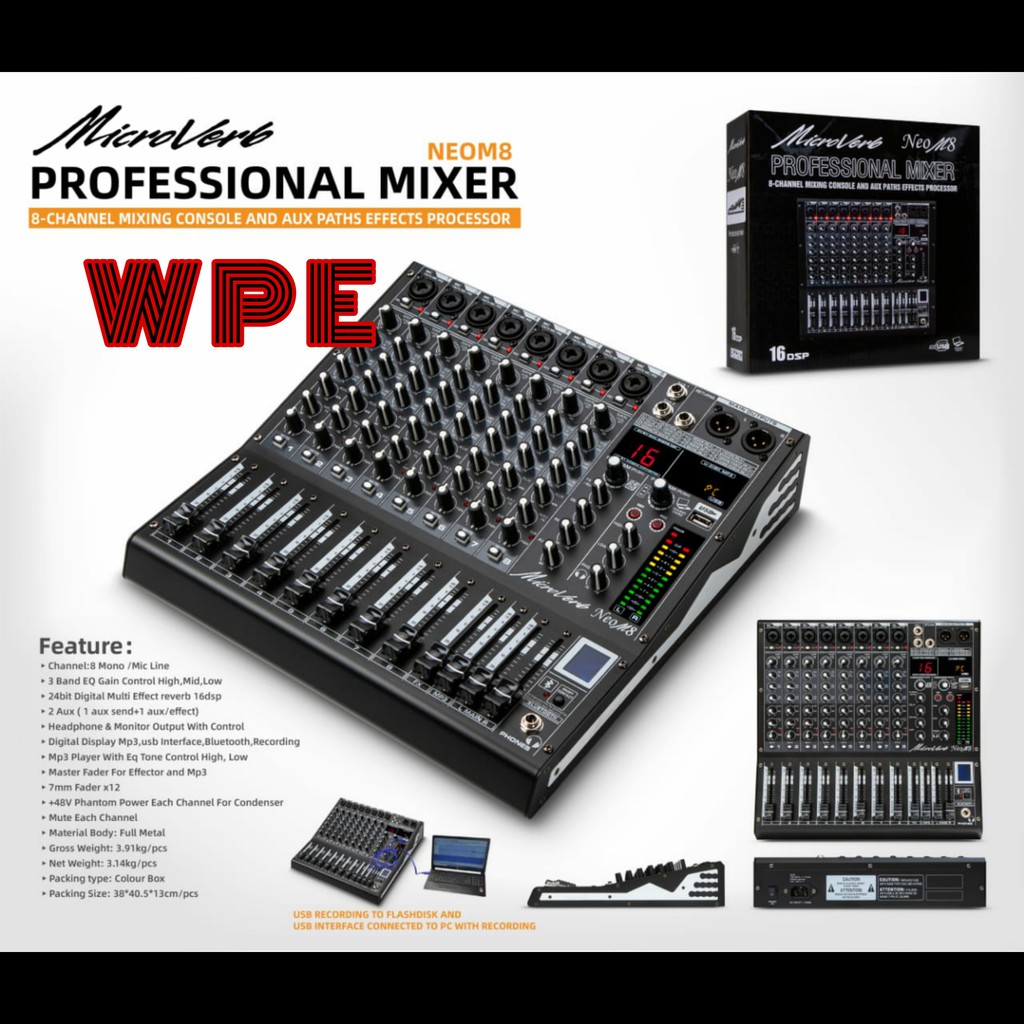 MIXER AUDIO MICROVERB NEO M8 8 CHANNEL MICROVERB NEOM8