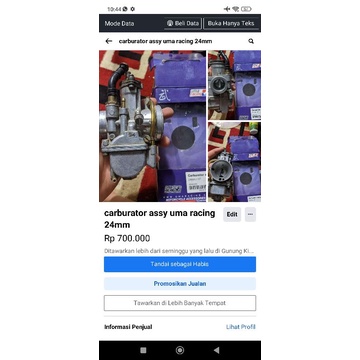 carburator assy uma racing 24mm