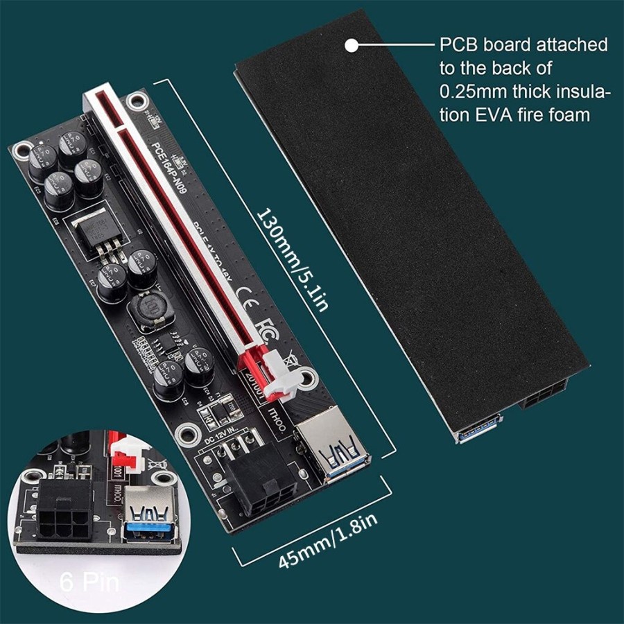 USB 3.0 PCI-E Express Riser Card 1x to 16x VGA 8 Capacitor - USB Riser PCI-E For Mainboard Bitcoin