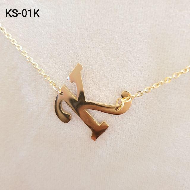 kalung inisial huruf latin titanium anti karat anti luntur kalung titanium GOLD kalung alfabet