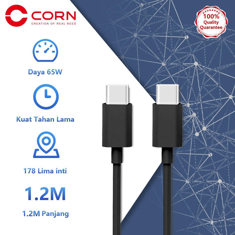 【Original】CORN Kabel Data 65W  Type-C to Type-C Fast Charge PD Quick Charge QC3.0A 1.2M TPE Kabel  untuk oppo vivo samsung