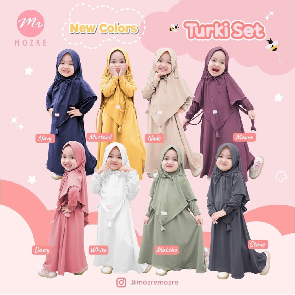 Turki set Anak XL-3XL (4-8 tahun) by Mozre/Gamis Anak Lucu/Gamis Turky/Gamis Bayi