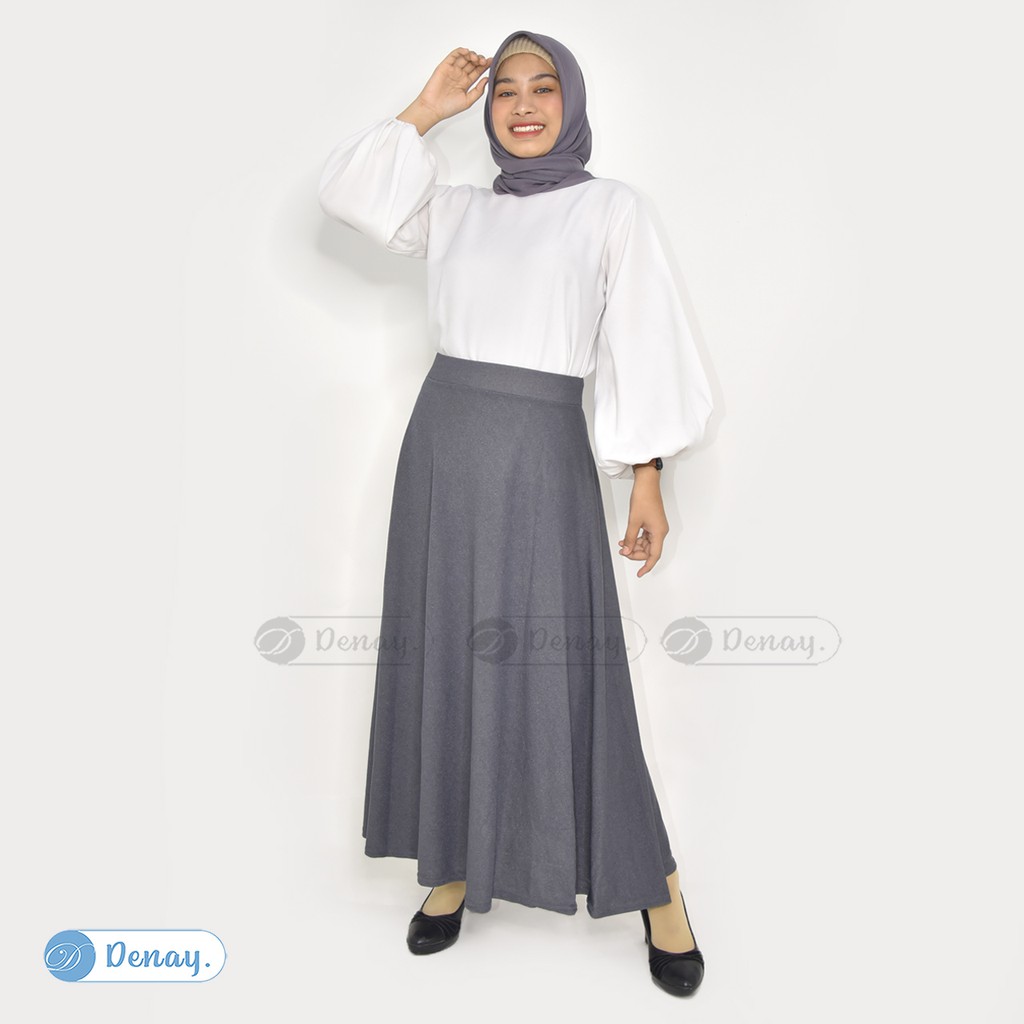 TOKODENAY -  Rok wanita Lebar mode payung - Rok Waffle Gliter matt crape premium quality - Fashion Muslim