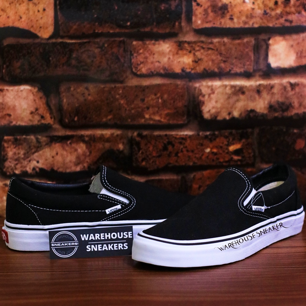 Sepatu Slip On Classic Black White Sneakers Vens Slip On Hitam Putih