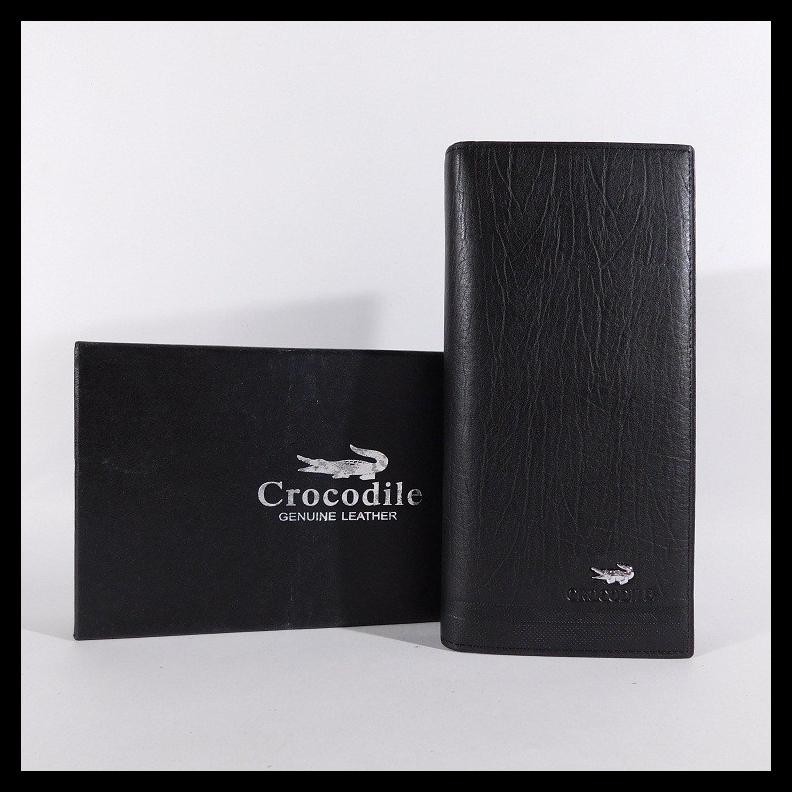 {BISA COD} Free Ongkir - DOMPET KULIT PRIA PANJANG IMPORT BRANDED | CROCODILE 1201-08 BLACK -