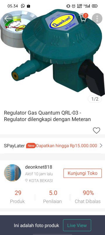 Regulator Gas Quantum Qrl-03 - Regulator Dilengkapi Dengan Meteran