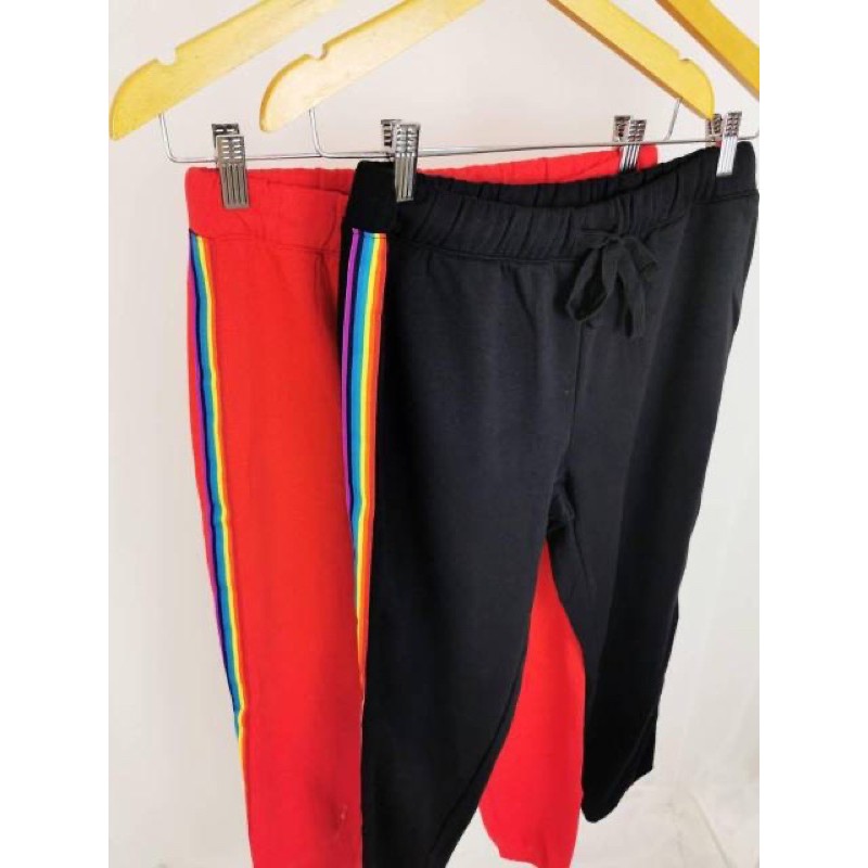 Flirtitude re&amp;black rainbow side stripe sweatpants