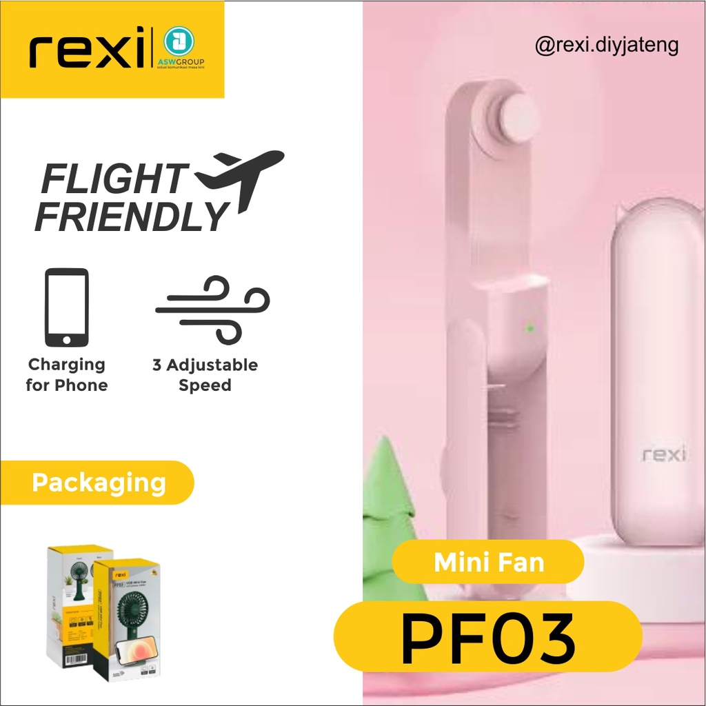 Handheld minifan kipas angin genggam + powerbank PF03 rexi