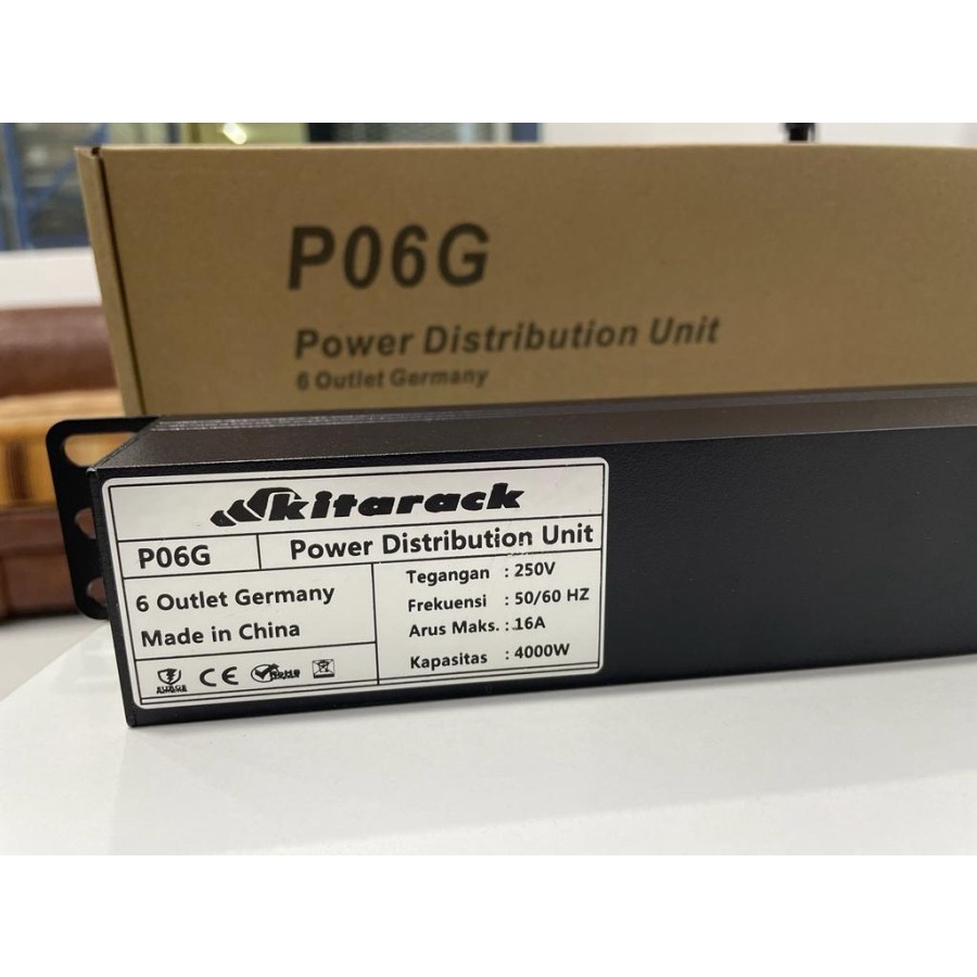 KITARACK P06G Power Distribution Unit 1U 6 Outlet Germany Socket 16A