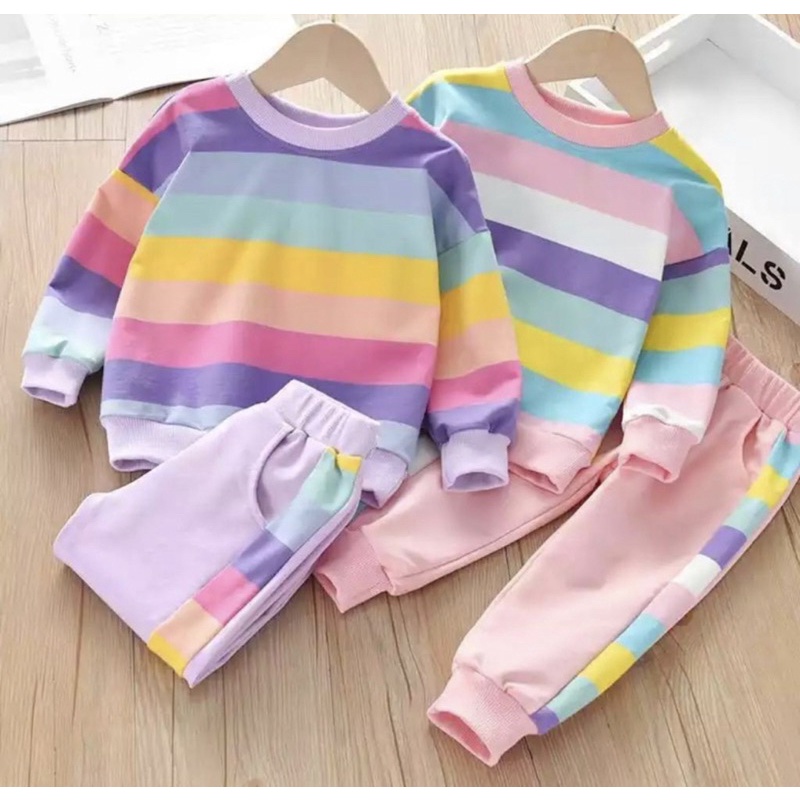 setelan sweater anak pelangi terbaru 1-5 tahun grosir