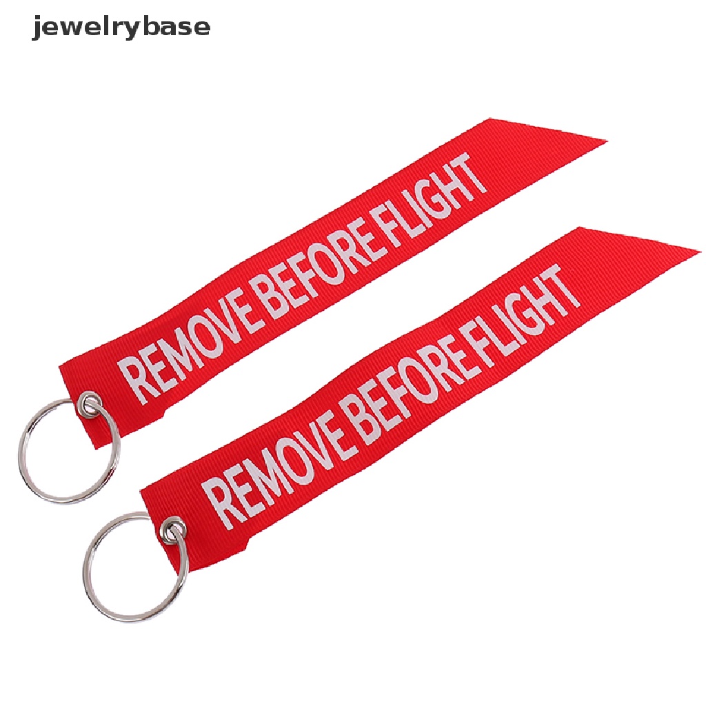 Gantungan Kunci Mobil Motif Bordir Tulisan Remove Before Flight Warna Merah Untuk Hadiah