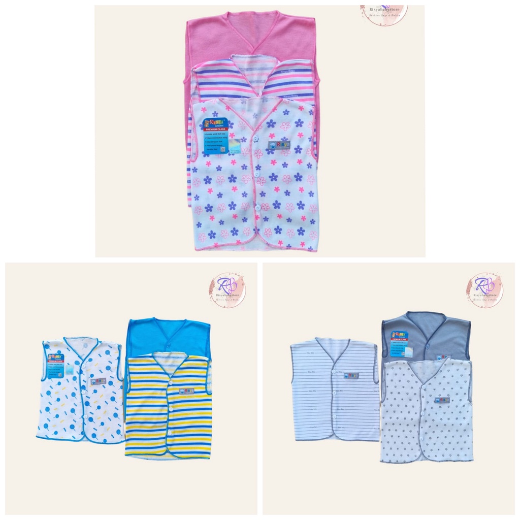 3 PCS Baju Bayi Baru Lahir Lengan Kutung Daleman Bayi Newborn RisyaBaby And Kids