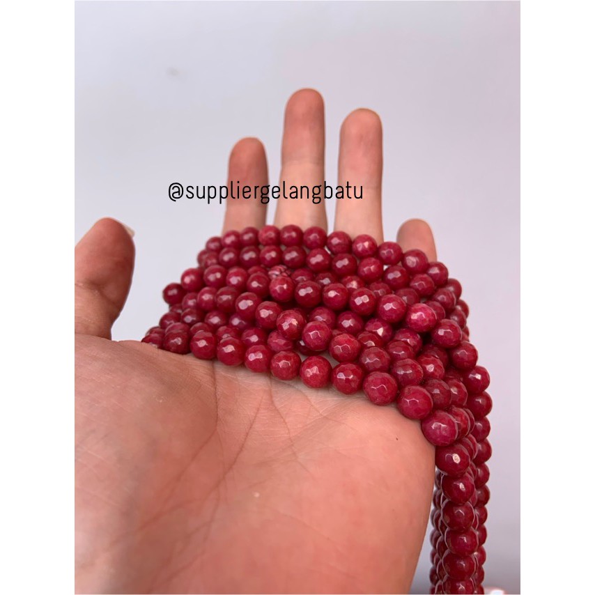 batu RED RUBY 8mm cutting bahan gelang kalung alam CORAL merah gloss