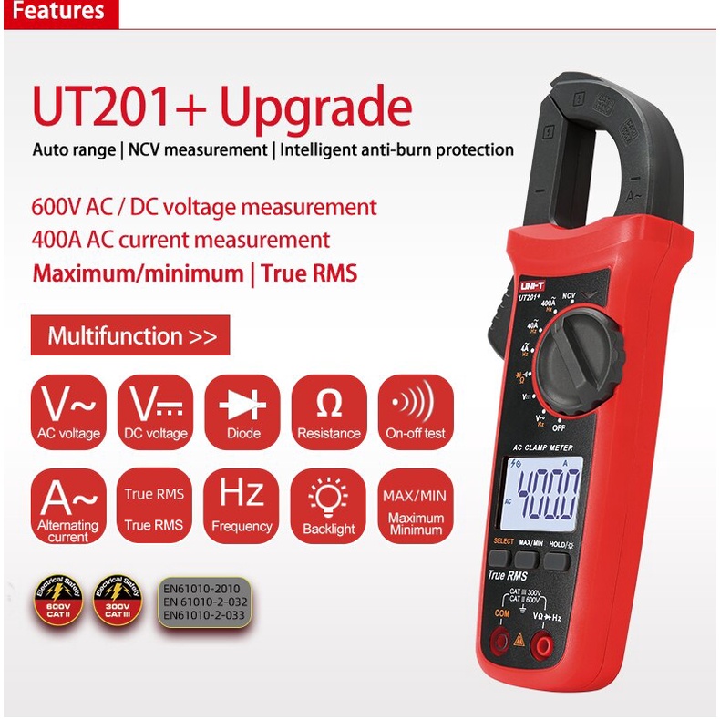 Tipe UT201+ / UT-201+ Tang Ampere / Clamp Meter AC UNI-T