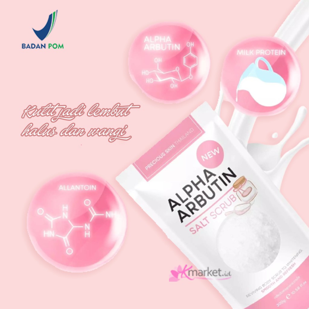 [BPOM] Precious Skin Alpha Arbutin 3 Plus Whitening Body Shower Salt Scrub 300 gr