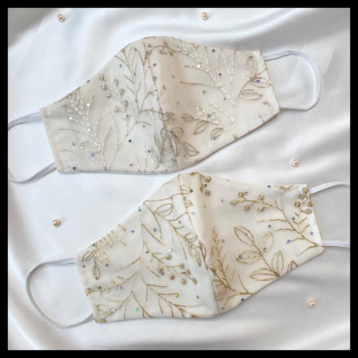 Masker Kain Brukat Putih Cantik / Masker Kain 3 Lapis Bahan Halus