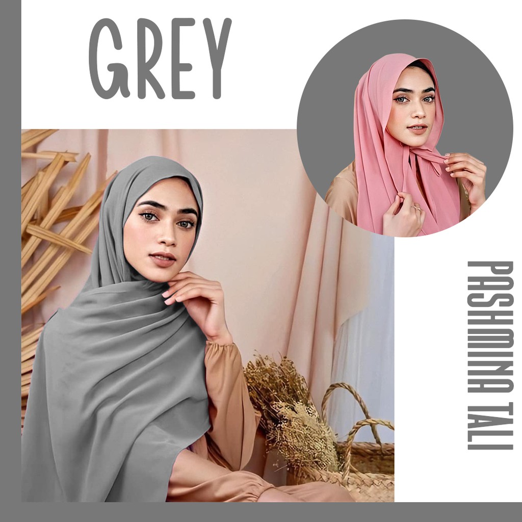 COD- HIJAB PASHMINA TALI DIAMOND CREPE / SABYAN JAHIT TEPI PASMINA KERUDUNG POLOS MUSLIM - YELONIX