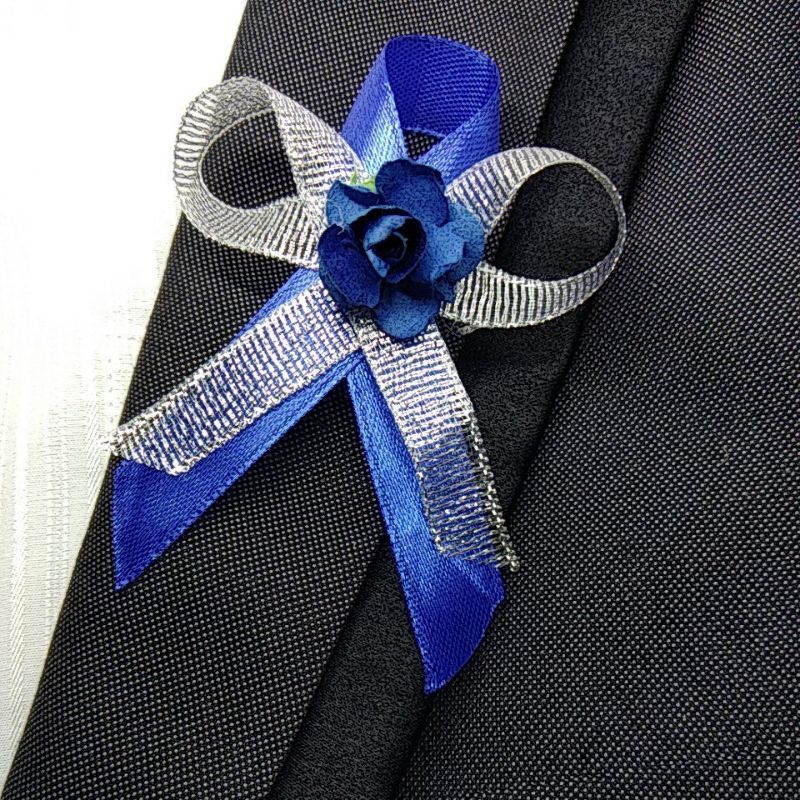 Korsase jas Corsage Panitia pita bunga biru silver tanda panitia