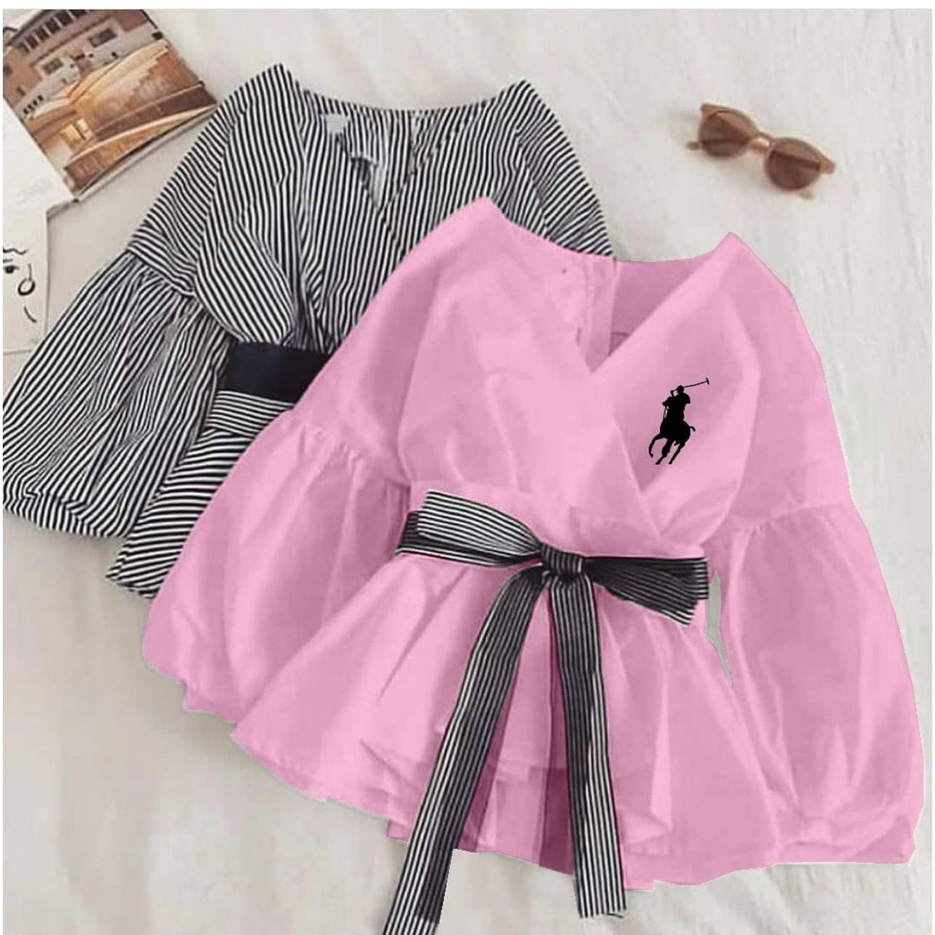 FWG - BLOUSE DAIMA / BLOUSE SALUR / BLOUSE KOREA / ATASAN TERBARU  / ATASAN WANITA-DUSTY POLOS POLO