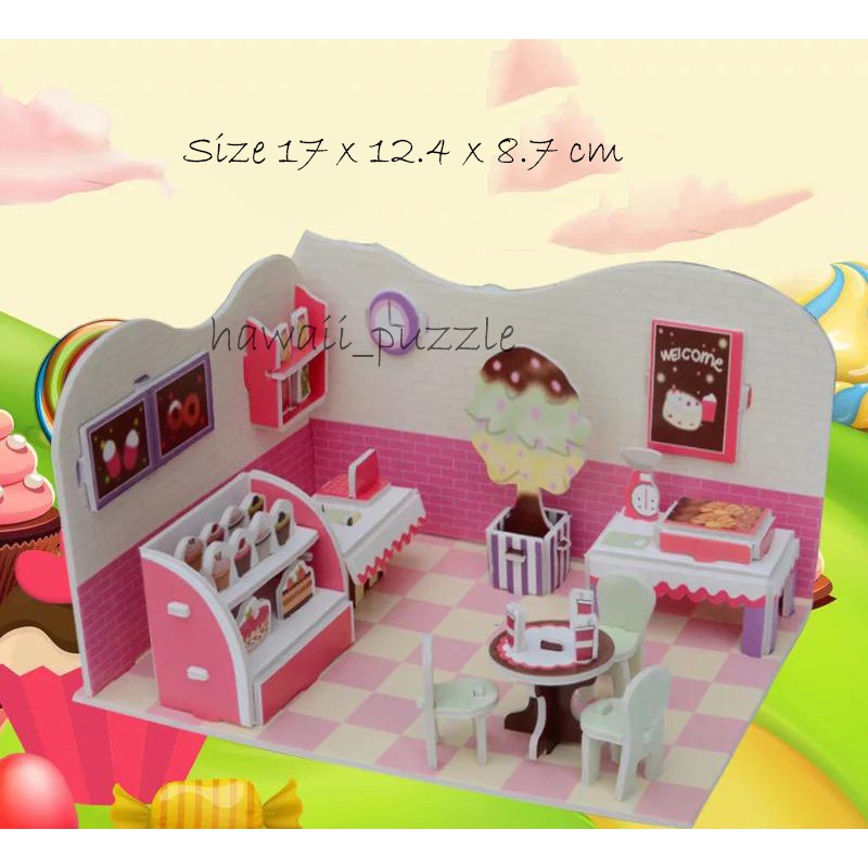 Puzzle 3D DIY bahan foam &amp; paper DESSERT HOUSE mainan puzzle edukasi anak (kado,pajangan,dekorasi)