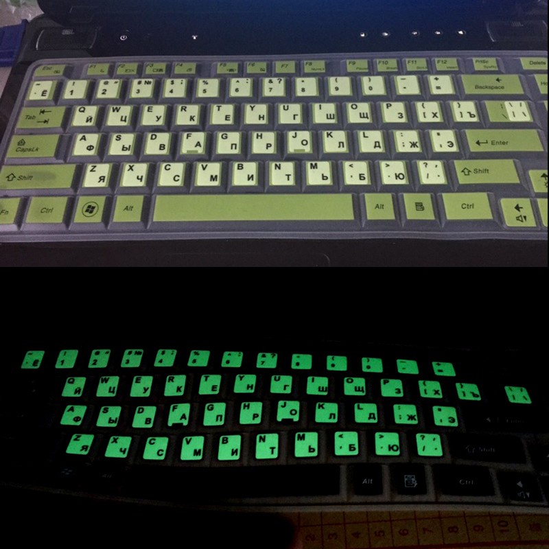 Btsg Stiker Keyboard Luminous Huruf Rusia Ultra Terang