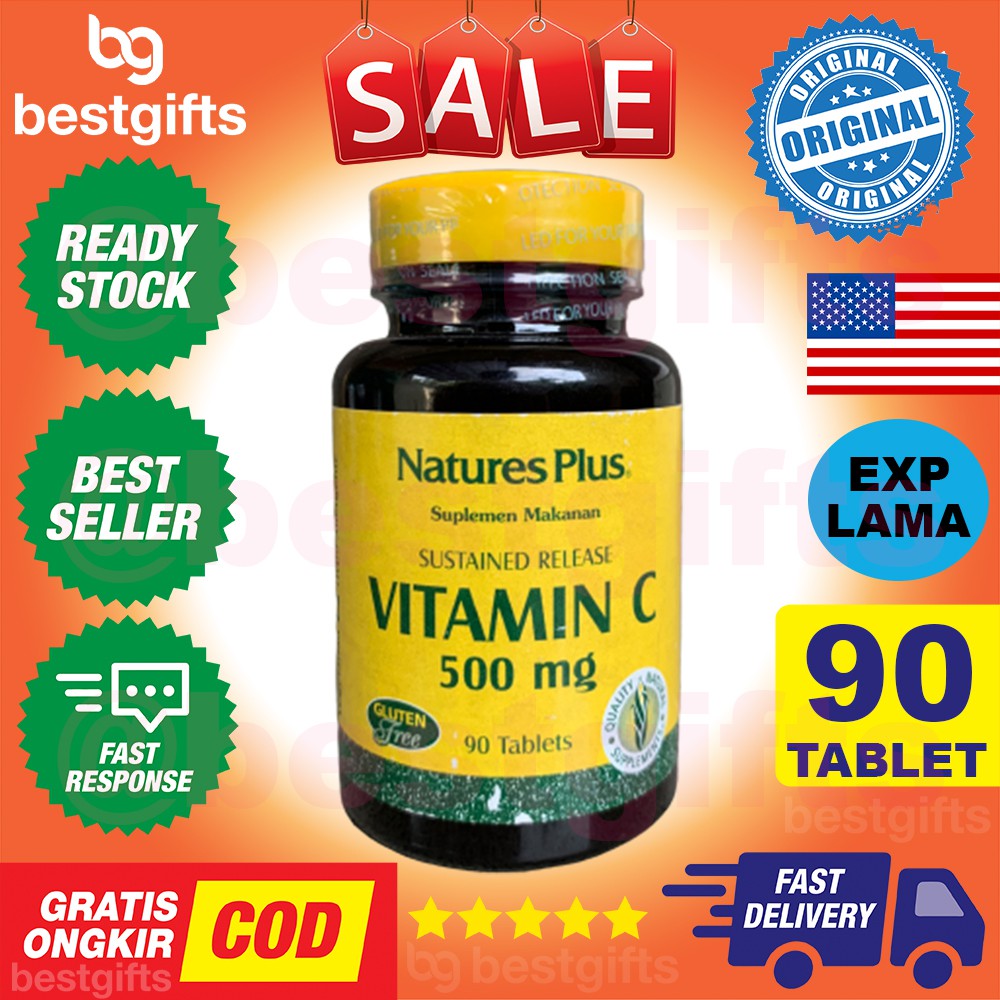 NATURE'S NATURES NATURE PLUS VITAMIN VIT C 500MG 500 MG ANTIOKSIDAN DAYA TAHAN TUBUH ASMA 90 TABLET