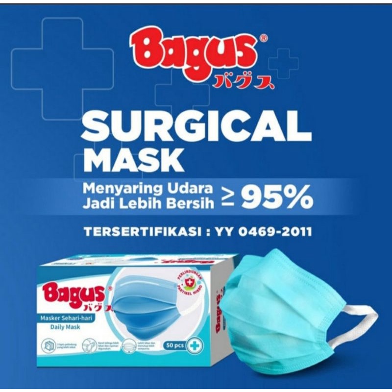 Bagus Surgical Mask 3ply isi 50pcs/Masker Medis/Masker Bagus Earloop