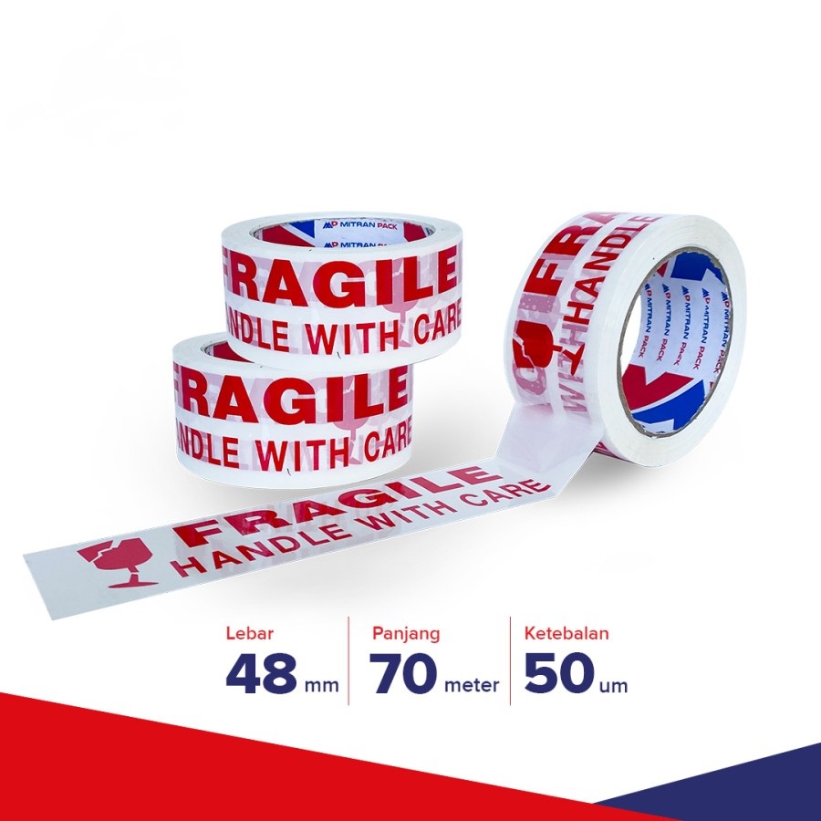 Lakban Fragile Bening 48mm x 70 Meter x 50 Micron OPP Tape Fragile