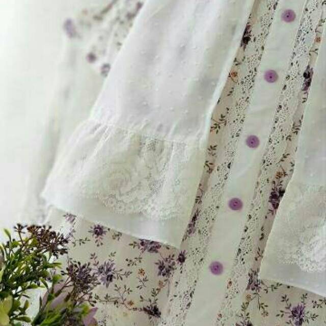 Gamis couple mom baby n kids warna putih bunga ungu kode PANSY 01 by alilac