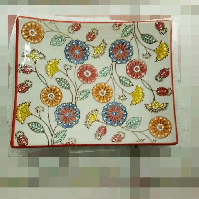 Piring Saji Keramik / piring Hias bunga warna warni ukuran 20 x 25cm
