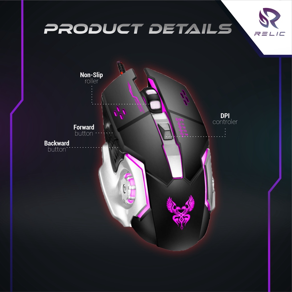 Mouse Gaming X1 Hybrid RGB Light High Precision Relic Import Aksesoris Komputer Laptop Berkualitas Termurah