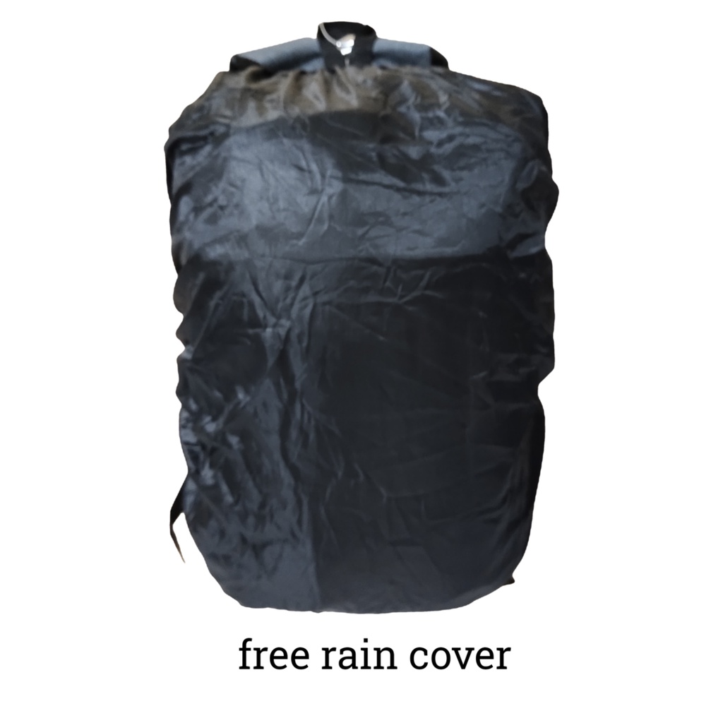 Backpack Polo Denim asual Pria Wanita Tas Ransel Laptop Free Raincover