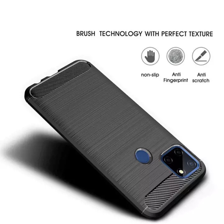Silikon OPPO A15 A15s 2020 - IPAKY Carbon Softcase Rugged Soft Case ARMOR FIBER JELLY HARD COVER CASING