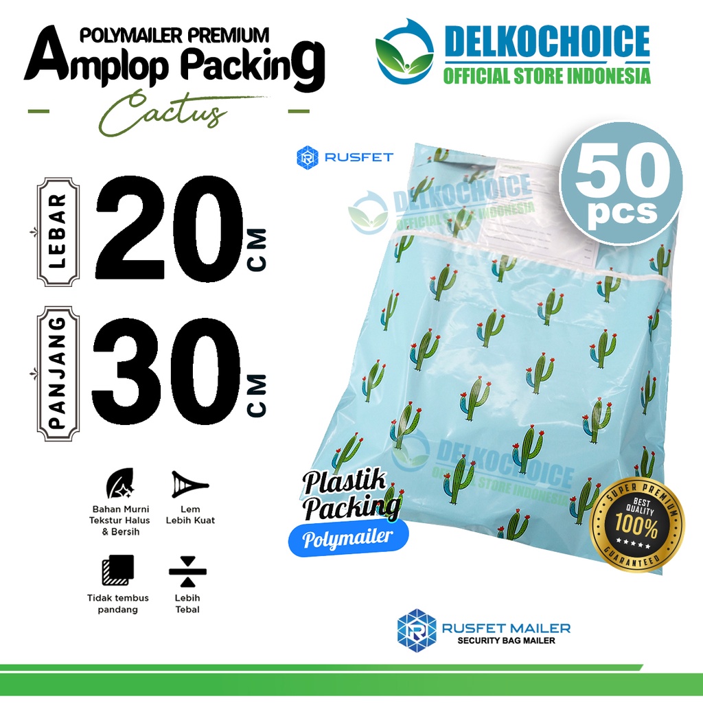 

Polymailer Motif TINY CACTUS 20x30cm Amplop Plastik Packing Olshop Polimailer PREMIUM / PACK