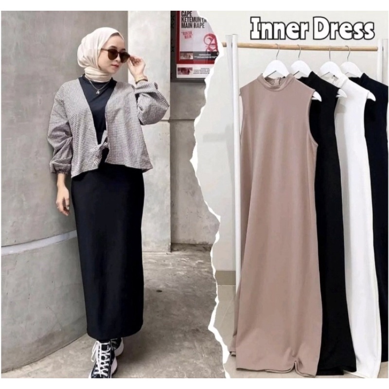 Inner dress tanpa lengan bahan span premium / INNER GAMIS MANSET MODE SINGLET / DALAMAN GAMIS / DRES