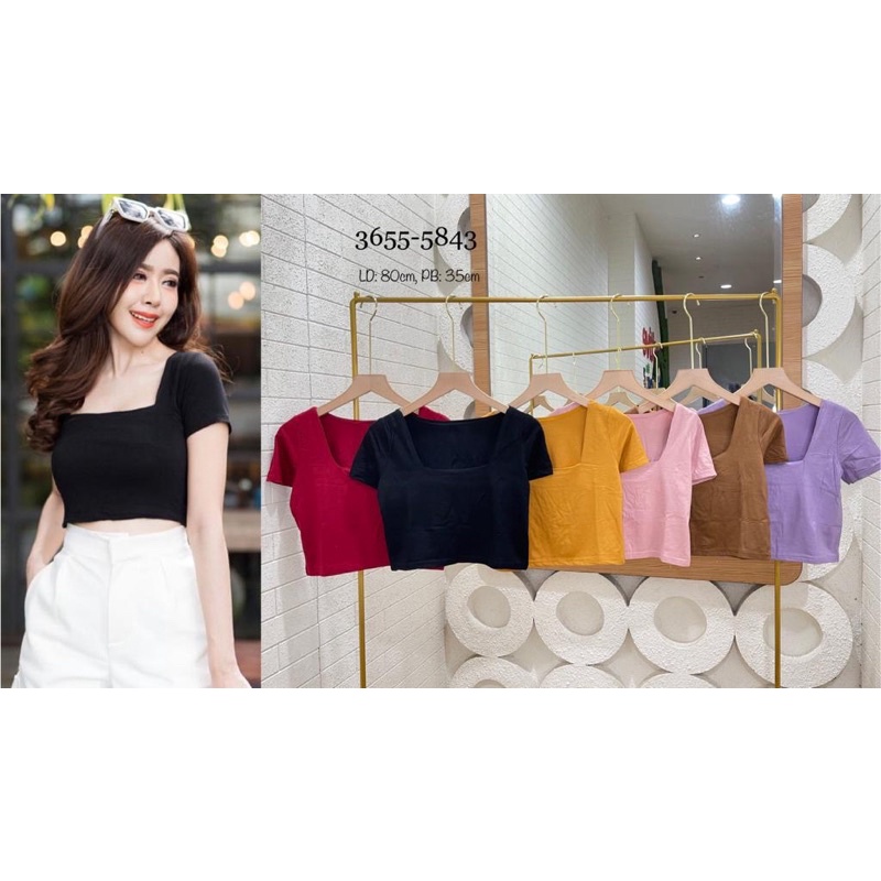 croptop square wanita polos rayon import murah.luxia croptop polos.atasan crop murah,kaos croptop murah.leher squarecroptop