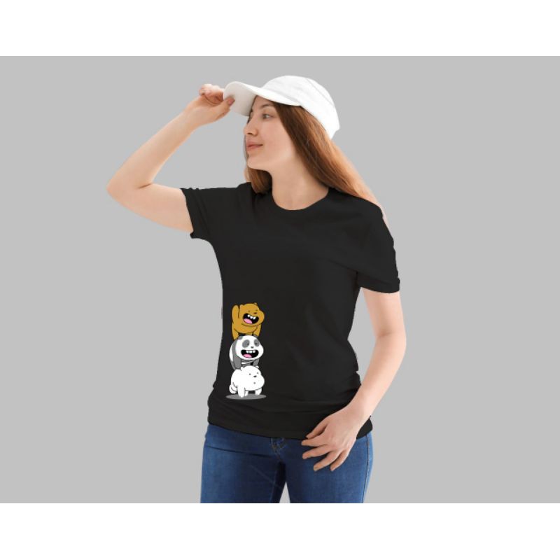 KAOS CEWE 3 BARRE BEARS BLACK/ KAOS WANITA/ POROROSHOPPE