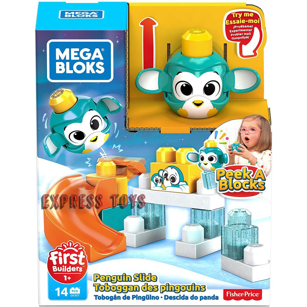 Mega Bloks First Builders Penguin Slide Peek A Blocks Mainan Balok