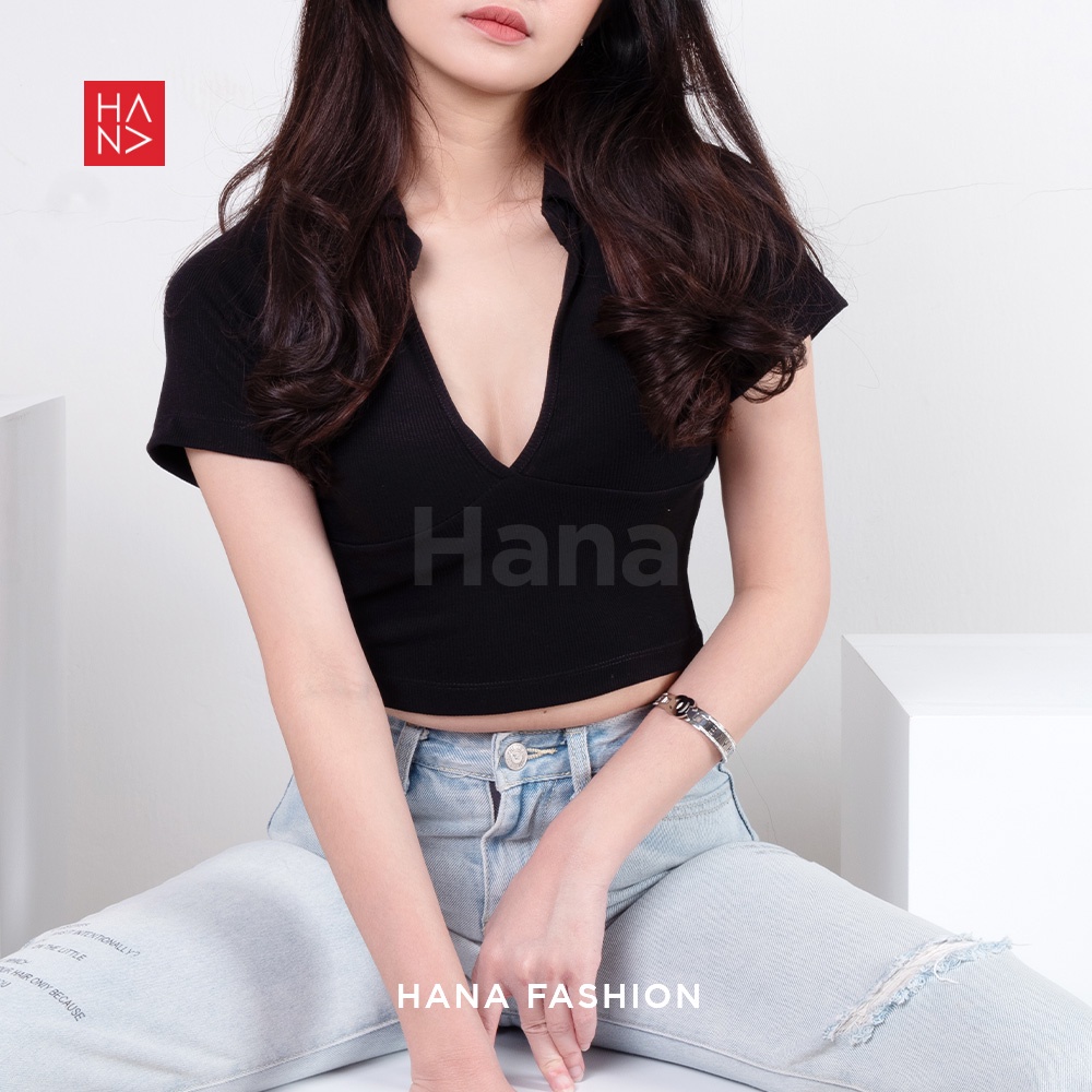 HanaFashion JKT - Estrella Crop Top Sexy Kaos Pendek Murah Wanita  - CT166