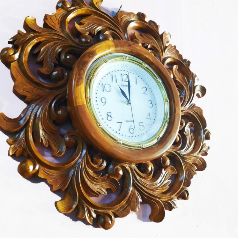 Jam Dinding Ukir Kayu Jati Antik Kerajinan Jepara