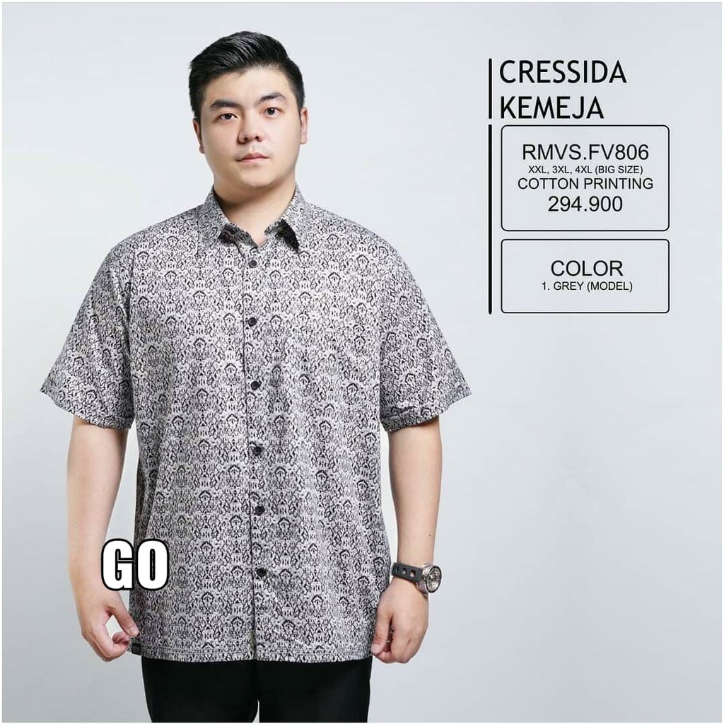 gof CRESSIDA KEMEJA PRIA JUMBO Kemeja Casual Kemeja Lengan Pendek