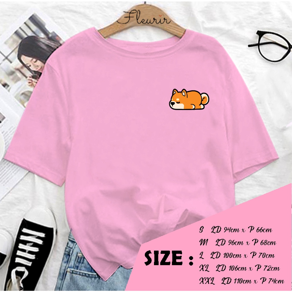 FLEURIR - COD KAOS WANITA SHIBA INU MAGER PRIA REMAJA DEWASA UNISEX TSHIRT JUMBO